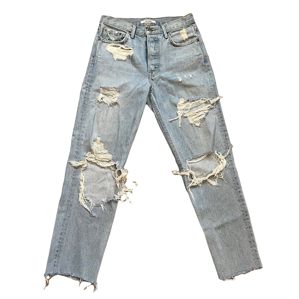 grlfrnd helena high waisted straight crop distressed jeans